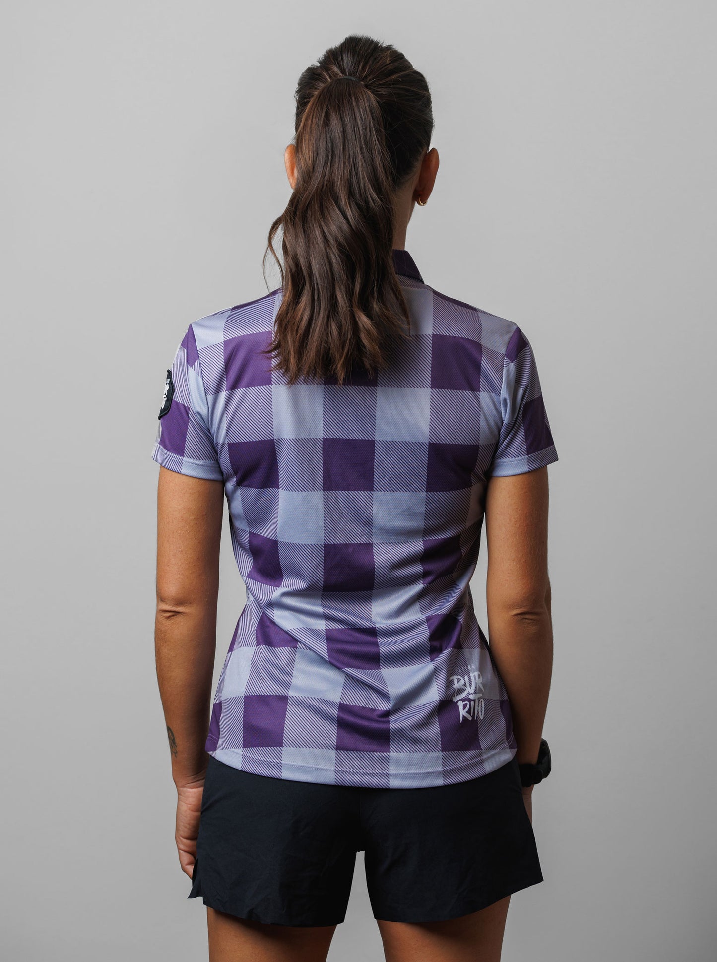 Camisa cuadros lila mujer