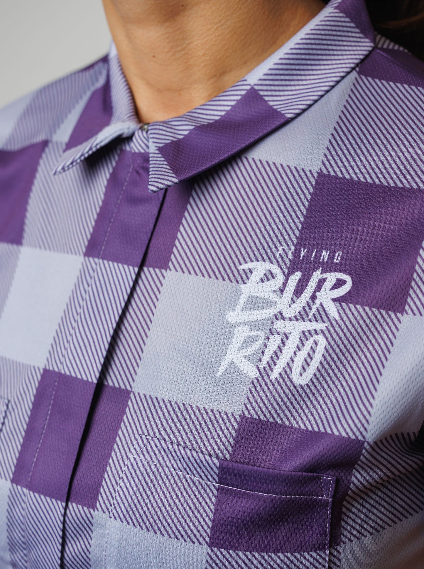 Camisa cuadros lila mujer