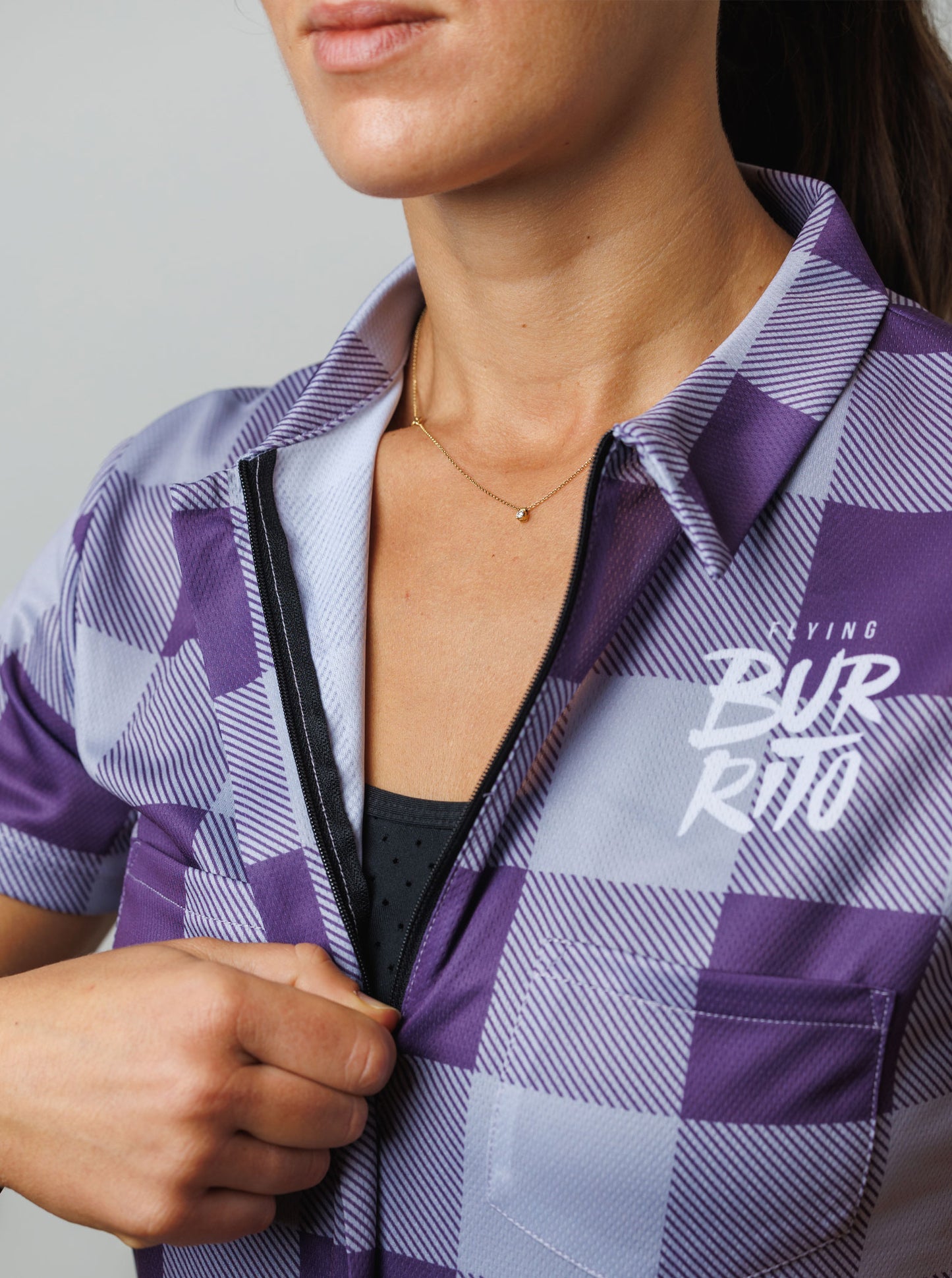 Camisa cuadros lila mujer