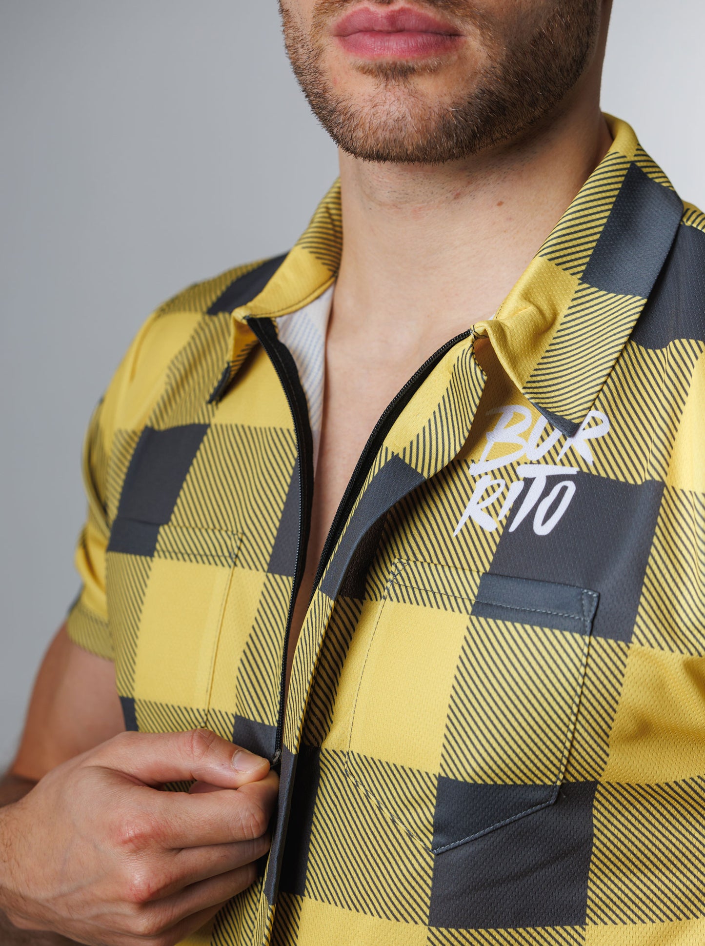 Camisa cuadros amarilla hombre