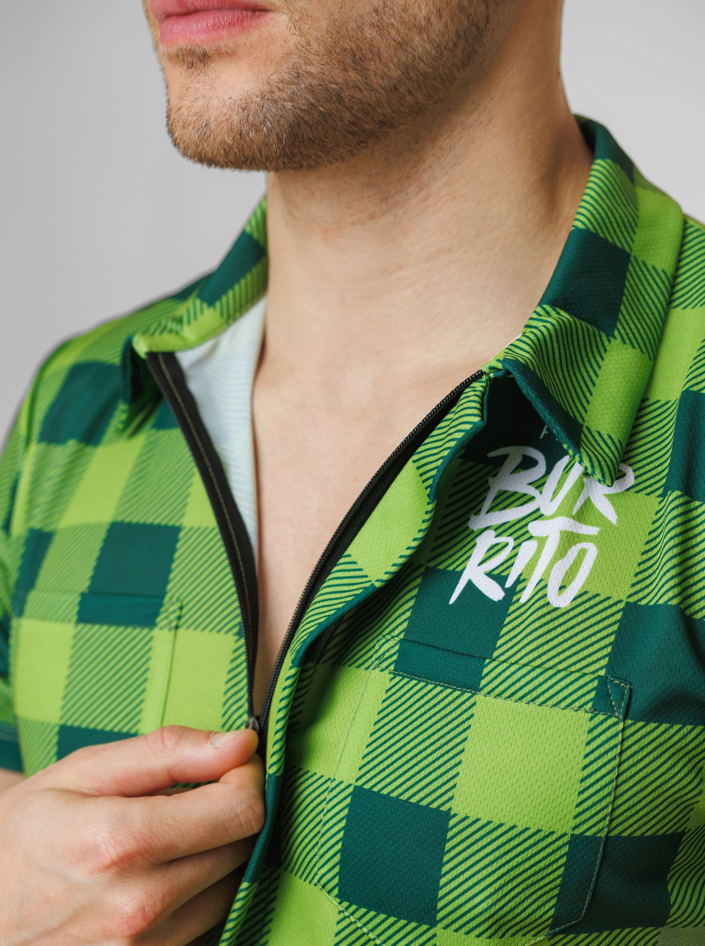 Men's green plaid shirt