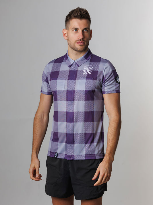 Camisa quadres lila home