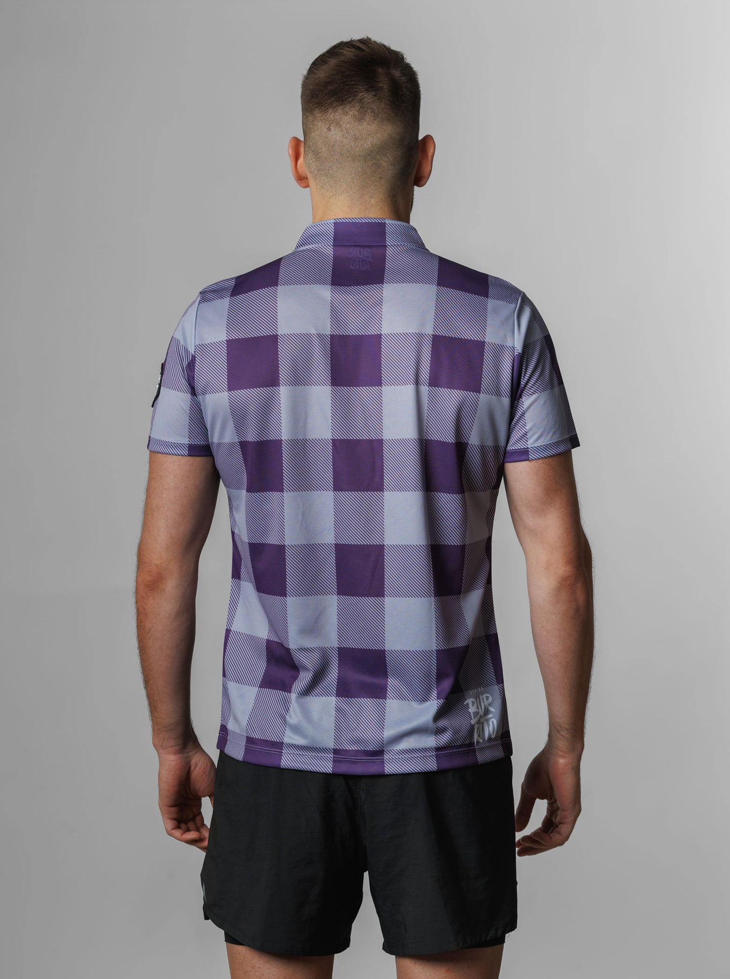 Camisa quadres lila home