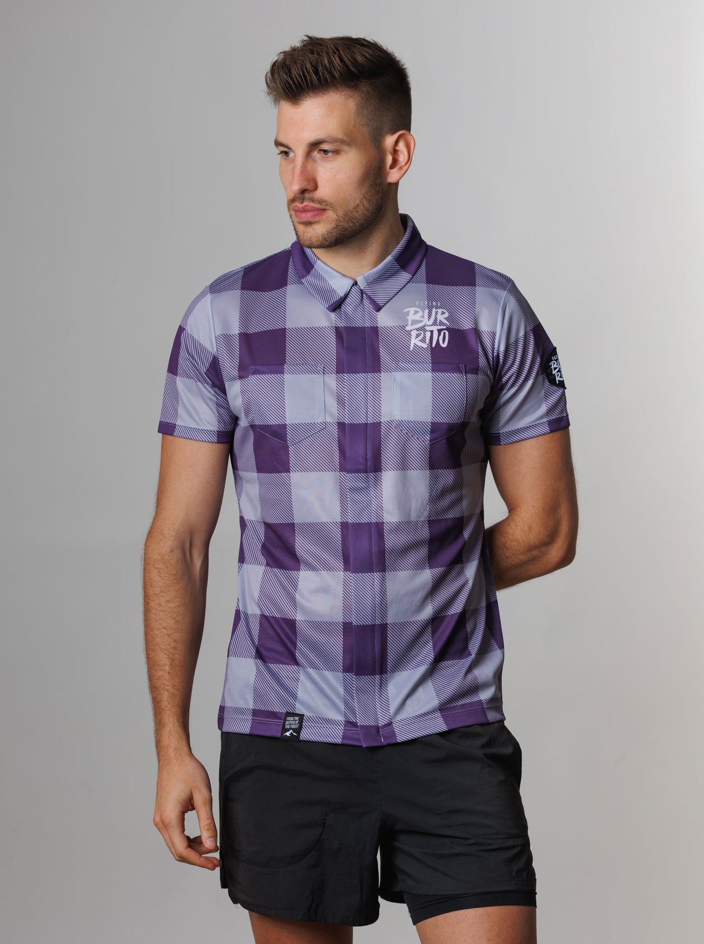 Camisa quadres lila home