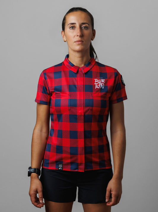 Women's red plaid shirt