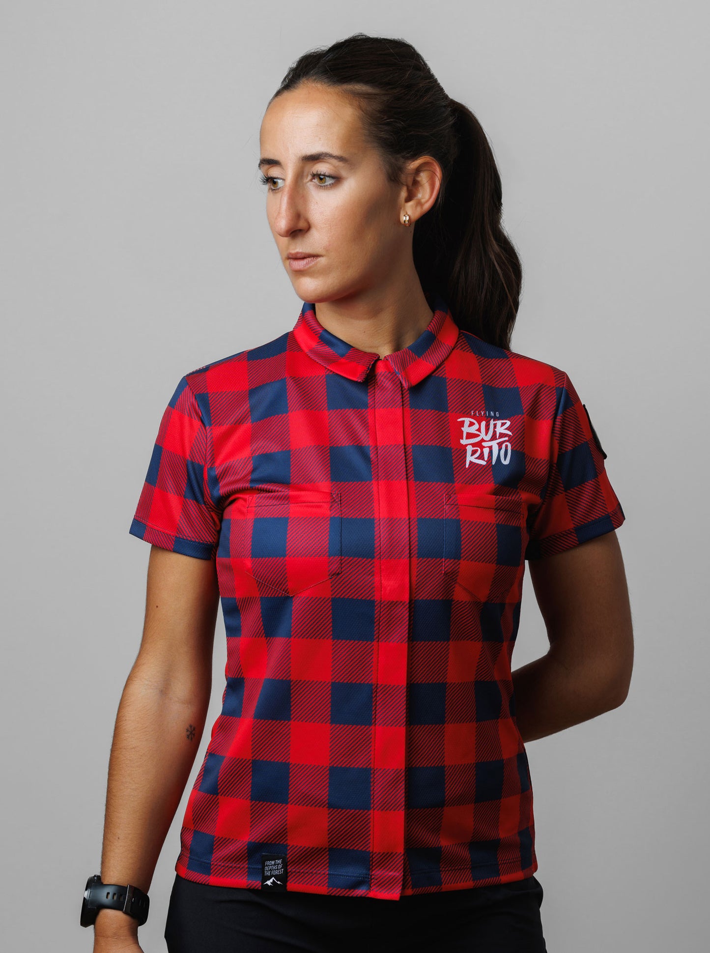 Women's red plaid shirt