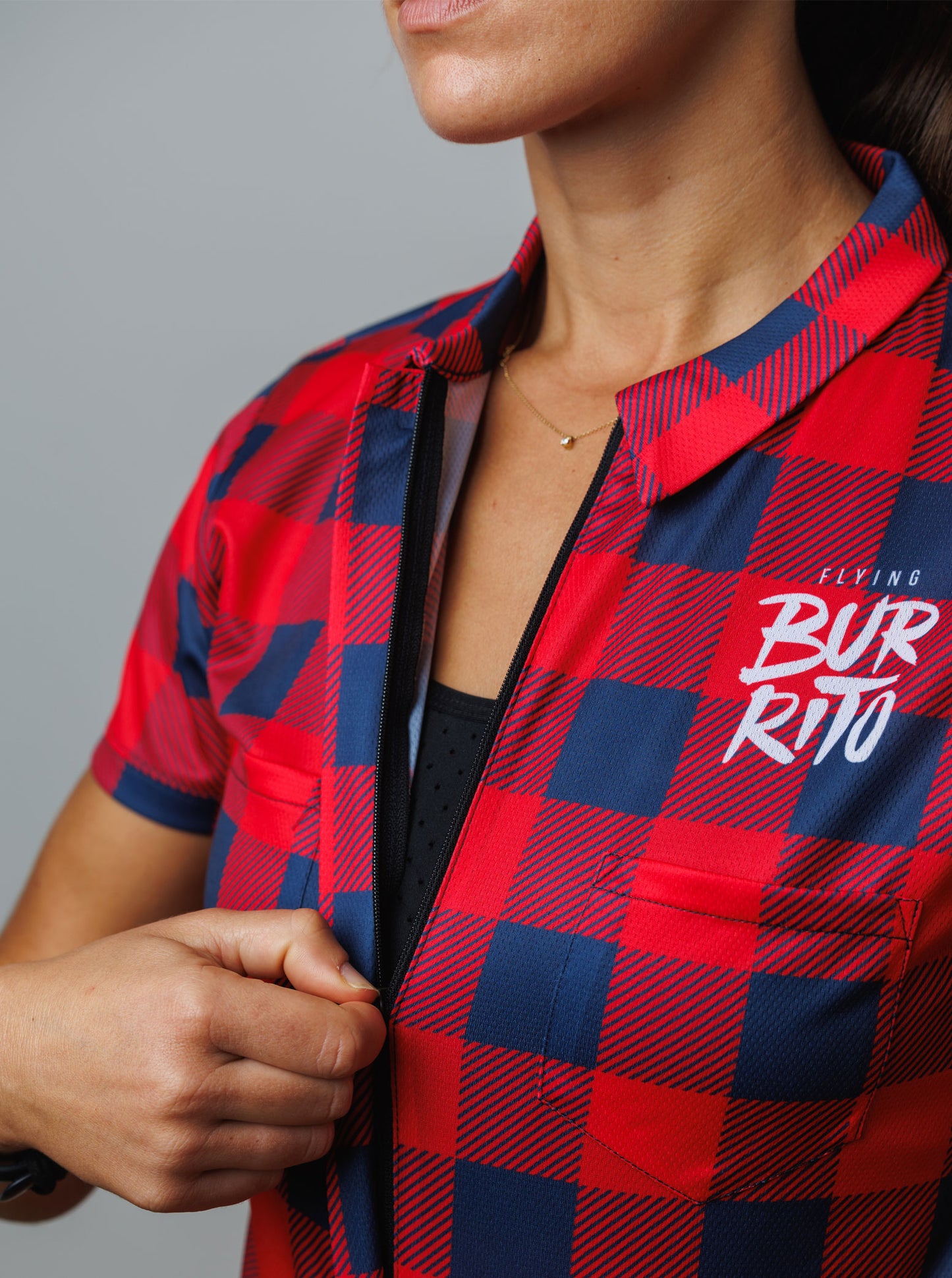 Women's red plaid shirt